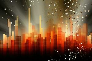abstrakt stadsbild med lampor och konfetti. generativ ai foto