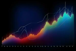 en Graf som visar de stiga och falla av de stock marknadsföra. generativ ai foto