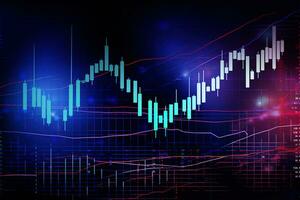 abstrakt bakgrund med en stock Diagram och en bar Graf. generativ ai foto