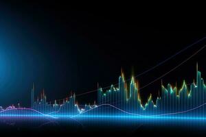 abstrakt lysande finansiell Diagram på mörk bakgrund. stock marknadsföra. ekonomi trender. finansiell investering begrepp. generativ ai foto