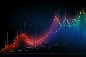 Graf av stock priser och de siffra av aktier. generativ ai foto