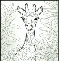 giraff färg sidor för ungar. generativ ai foto
