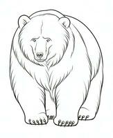 vektor tecknad serie härlig teddy Björn. djur- färg sida. monohrom svart djur- illustration. generativ ai foto