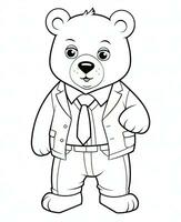 färg sidor för barn teddy Björn i kostym. generativ ai foto