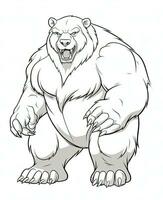 en tecknad serie Björn med stor tänder och klor. generativ ai foto