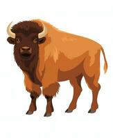 ett illustration av en bison stående på en vit bakgrund. generativ ai foto
