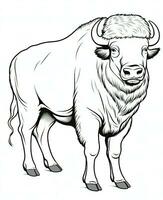 en bison är stående i en linje teckning. generativ ai foto
