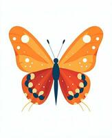 ett orange fjäril med blå fläckar på dess vingar. generativ ai foto