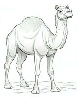 en kamel är stående i de sand. generativ ai foto