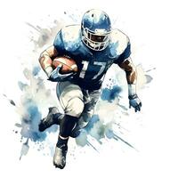 amerikan fotboll spelare med bläck måla konst, generativ ai foto