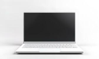 bärbar dator med vit bakgrund och enkel skärm, ai generativ foto