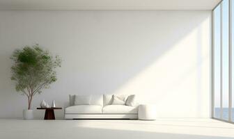 vit minimalistisk hus interiör, elegant och lyxig, futuristisk, ai generativ foto