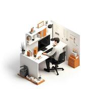 isometrisk 3d kontor arbetstagare, ai generativ foto