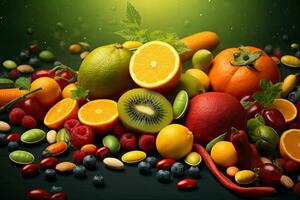 friska mat som innehåller grön och röd färsk juicer eller smoothies ,friska livsstil koncept, generativ ai. foto