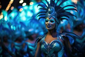 bländande natt parad på rio's karneval Brasilien ,generativ ai foto