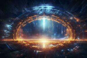 magisk kraft portaler holografiska stargate kosmos hyperrymden, ai generativ foto