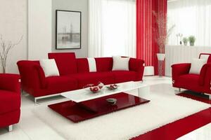 modern levande rum design med bekväm soffa och elegant dekoration. ai generativ proffs Foto
