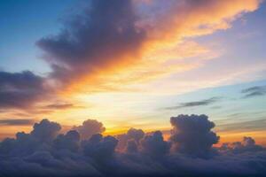 molnig himmel på soluppgång bakgrund. ai generativ proffs Foto