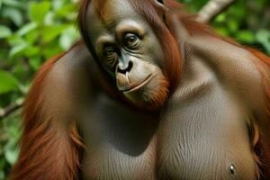 porträtt orangutang på de skog. ai generativ proffs Foto