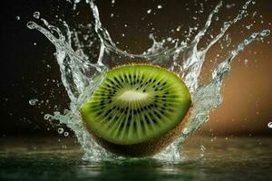 vatten stänk på kiwi. ai generativ proffs Foto