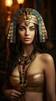 skön kvinna tycka om drottning av egypten cleopatra. generativ ai foto