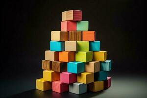 en färgrik stack av trä- block foto
