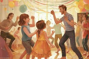 en förälder-barn dansa fest foto