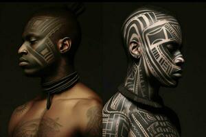 mönster inspirerad förbi afrikansk stam- markeringar foto