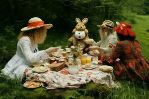 har en picknick te fest med vänner foto
