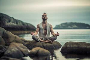 praktiserande yoga och mindfulness foto