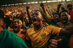 de energi och spänning av en söder afrikansk fotboll foto