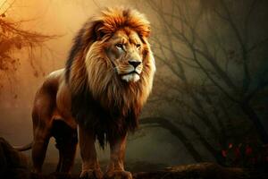 de majestätisk lejon kung av de afrikansk djungel foto
