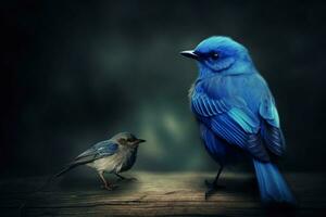 en blå fågel med en blå fågel på dess tillbaka foto