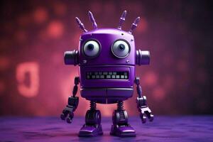 en lila robot med en lila huvud och lila ögon foto