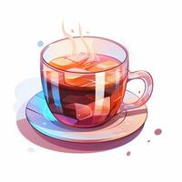 illustration av varm kaffe, pastell tetradisk färger, söt och udda, fantasi konst, vattenfärg effekt, vit bakgrund. ai genererad foto