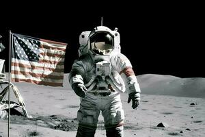 kinesisk astronaut måne med flagga foto