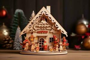 jul hus trä- sammansättning foto
