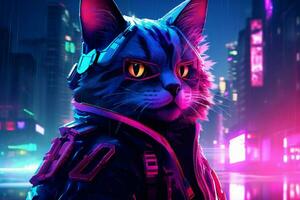 cyberpunk katt neon foto