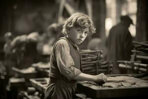 fabrik barn arbetstagare årgång 1800 år foto
