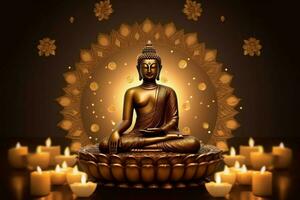 gautum buddha Vesak purnima staty symbol av peac foto