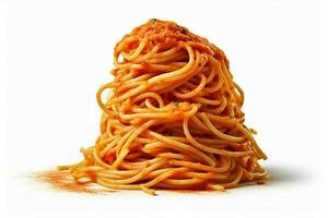 Foto av spaghetti med Nej bakgrund
