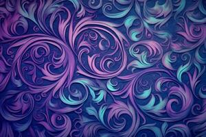 lila och blå tapet med en swirly design foto