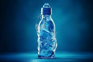 uppfriskande blå flytande i plast sporter flaska foto