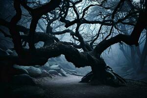 läskigt skog mysterium mörk träd gren fantasi foto