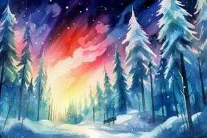 de illustration skildrar en nordic aurora borealis foto