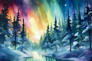 de illustration skildrar en nordic aurora borealis foto