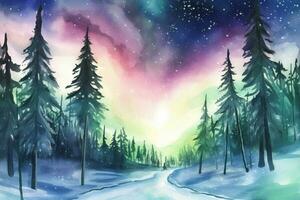 de illustration skildrar en nordic aurora borealis foto