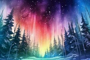 de illustration skildrar en nordic aurora borealis foto