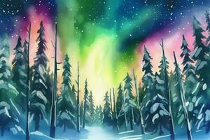 de illustration skildrar en nordic aurora borealis foto