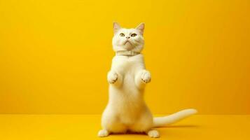 en katt med en vit bröst och vit bröst står o foto
